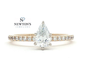 14K Yellow Gold Pear Cut Engagement Ring