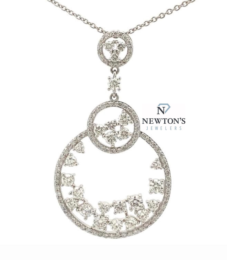 14kt White Gold Graduated Double Circle Pendant