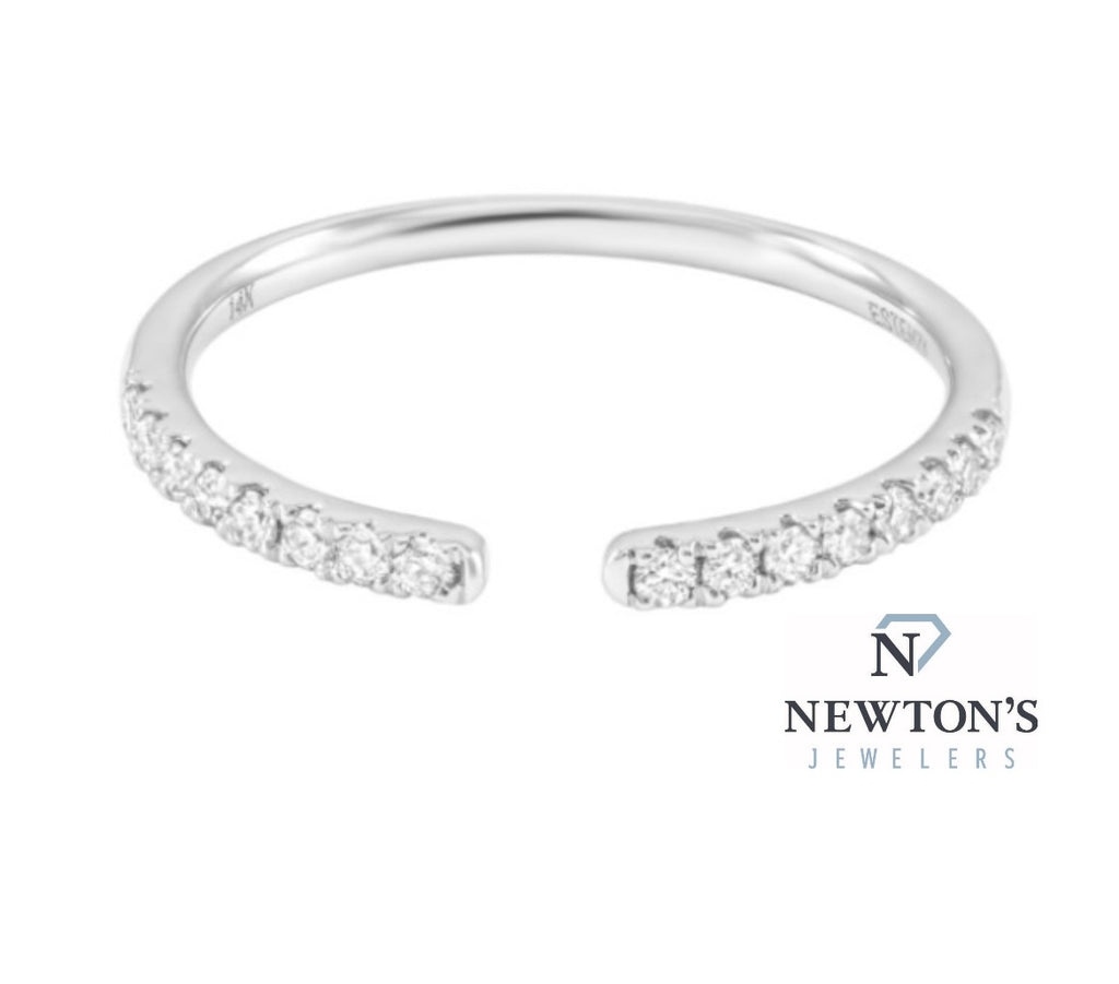 14kt White Gold Diamond Open Cuff Ring