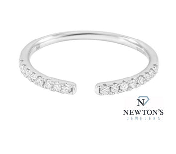 14kt White Gold Diamond Open Cuff Ring