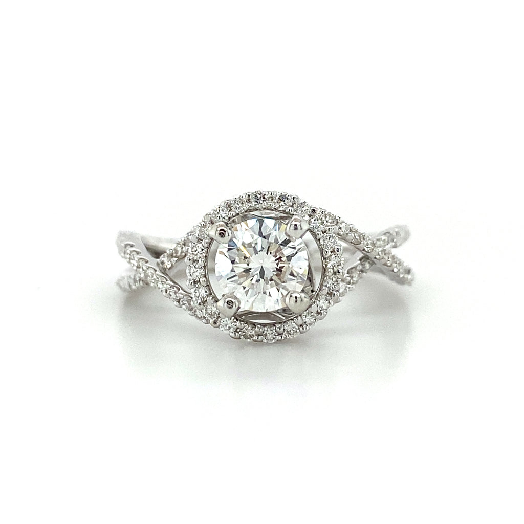 14kt White Gold Halo Diamond Engagement Ring (0.71ctr)