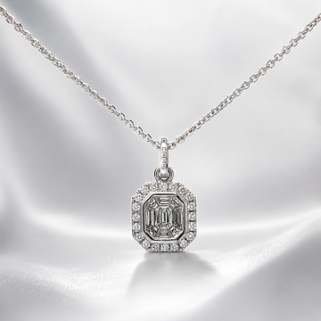 14kt White Gold Diamond Illusion Pendant Necklace