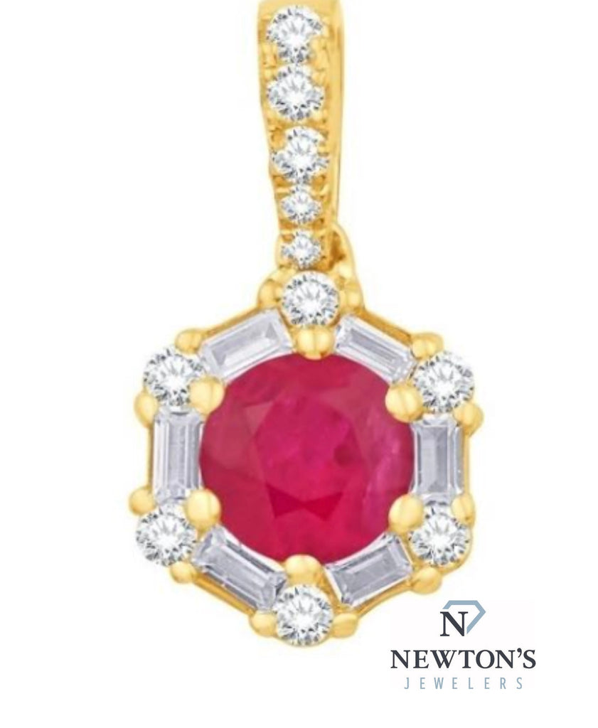 14kt Yellow Gold Ruby and Diamond Pendant