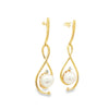 14kt Yellow Gold Freshwater Pearl & Diamond Drop Earrings
