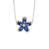 14kt White Gold Sapphire and Diamond Flower Pendant with Chain