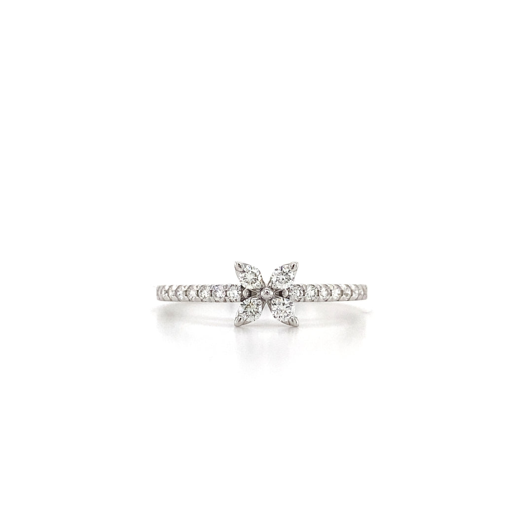 14kt White Gold Diamond Clover Ring