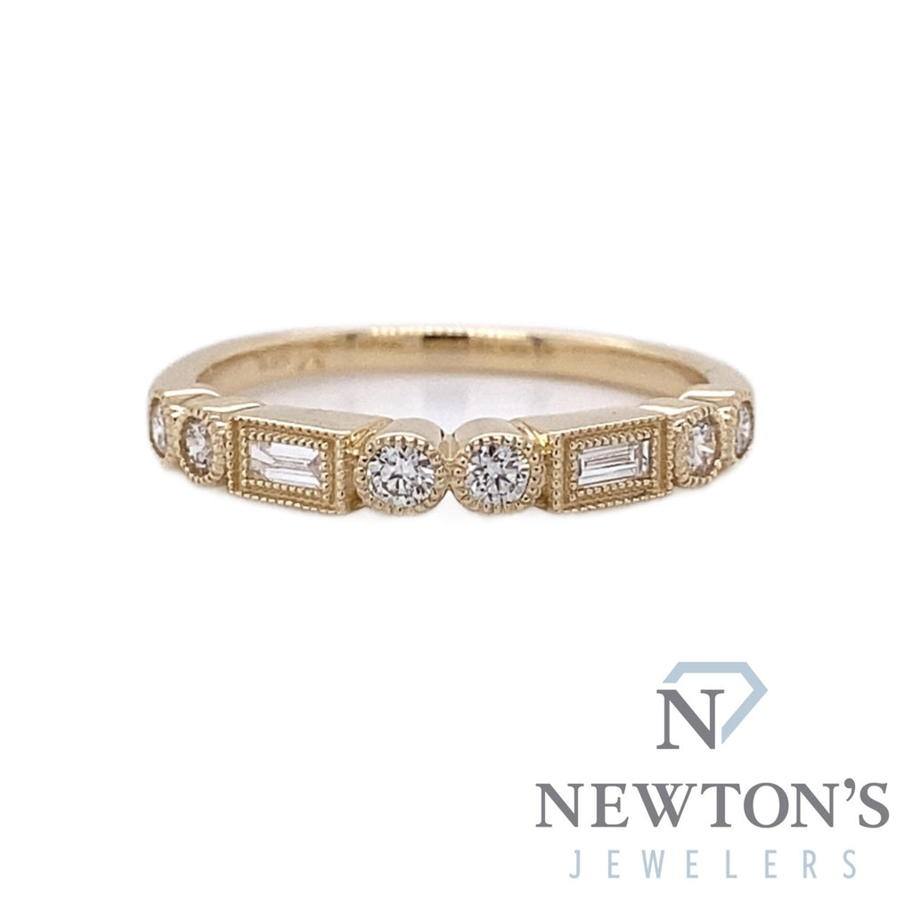 14kt Yellow Gold Diamond Geometric Stackable Band