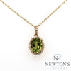 14kt Yellow Gold Diamond & Peridot Pendant with Chain