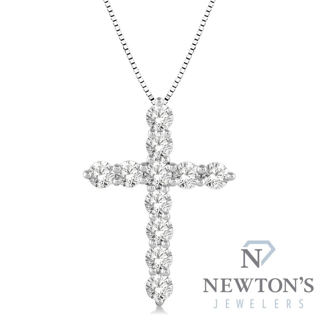 14kt White Gold Diamond Cross Pendant & Chain (1.00ct)