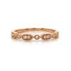 14kt Rose Gold Alternating Diamond Stackable Band