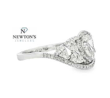 14kt White Gold Pear Shape Diamond Halo Ring