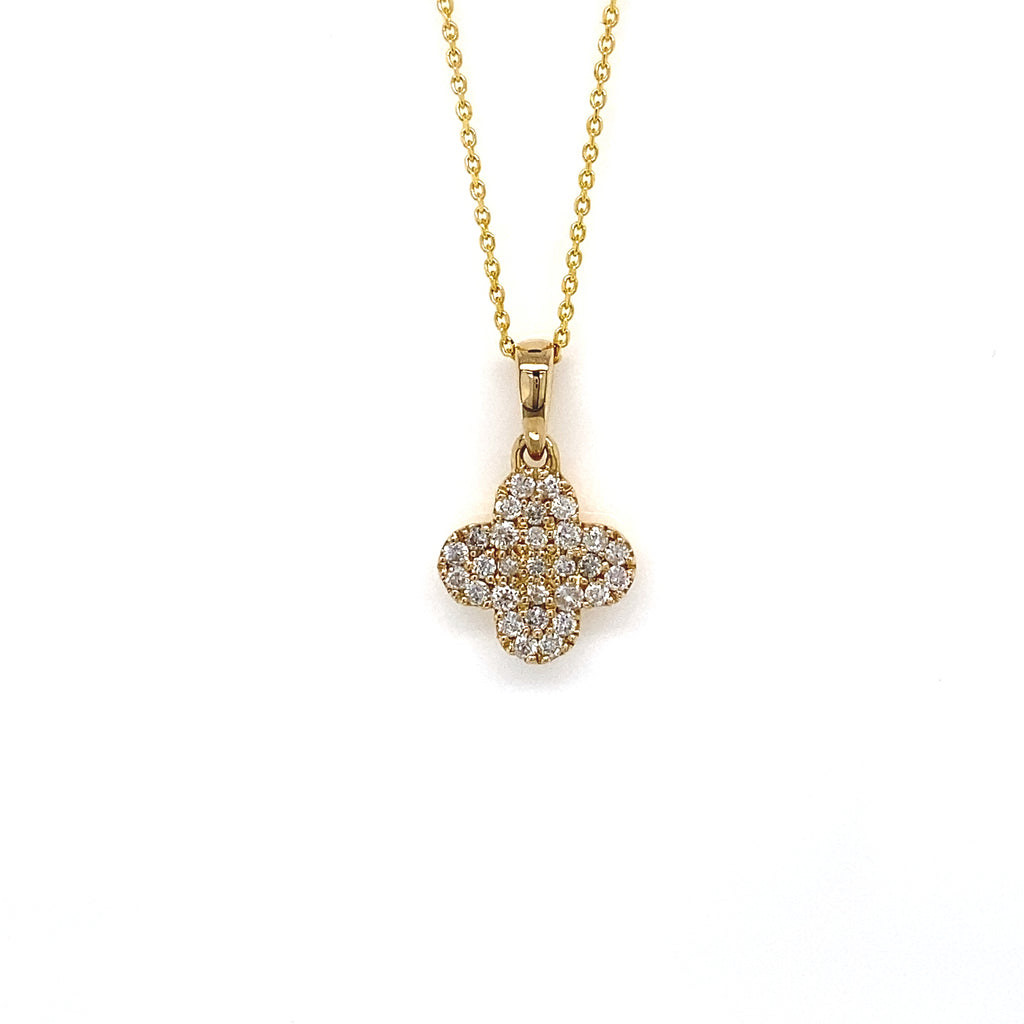 14kt Yellow Gold Dainty Diamond Pendant With Chain