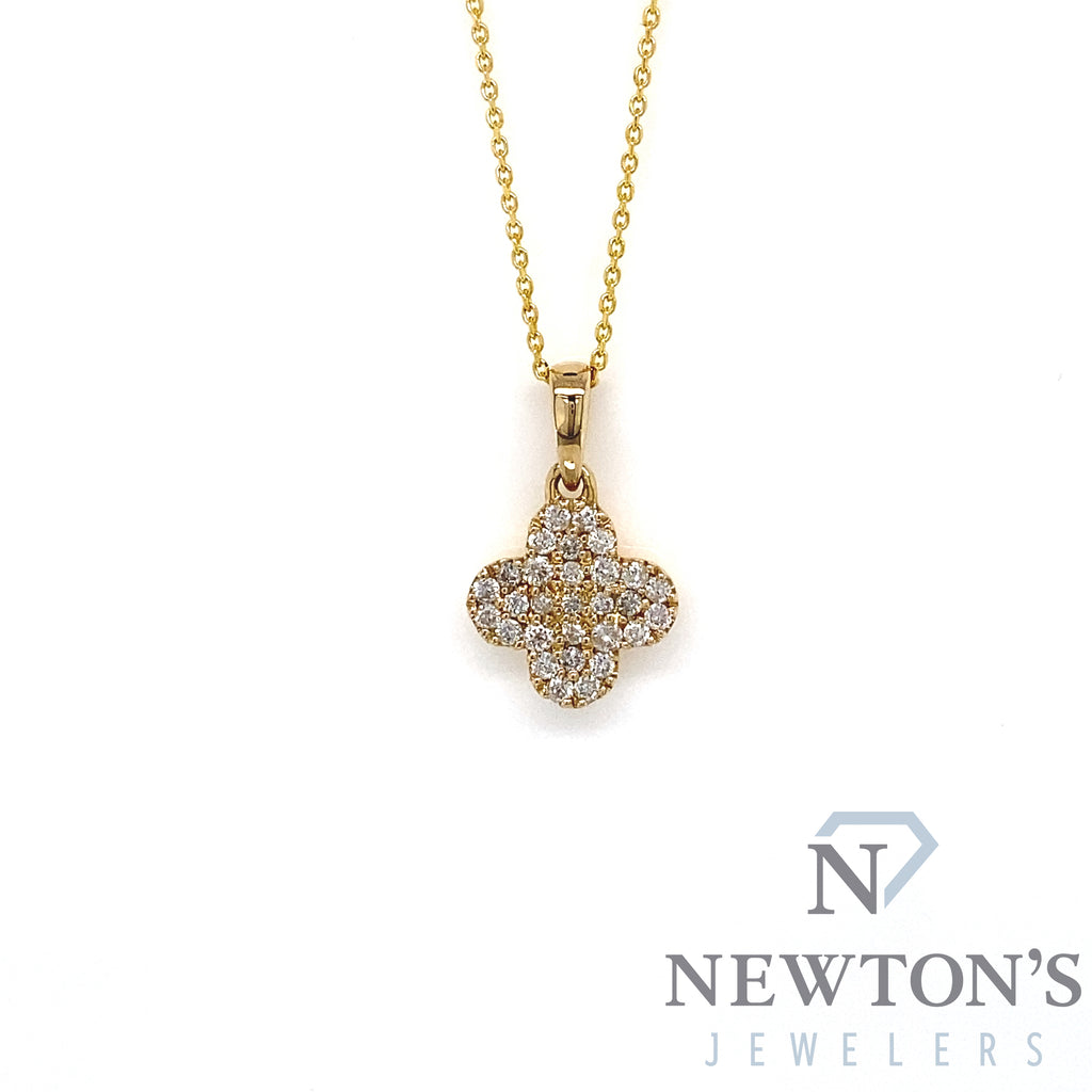 14kt Yellow Gold Dainty Diamond Pendant With Chain