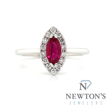 14kt White Gold Marquise Ruby & Diamond Fashion Ring