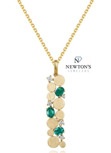 14kt Yellow Gold Emerald & Diamond Pendant