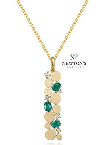14kt Yellow Gold Emerald & Diamond Pendant