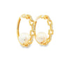 18kt Yellow Gold Freshwater Pearl & Diamond Hoop Earrings