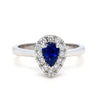 14kt White Gold Pear Sapphire and Diamond Halo Ring