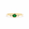 14kt Yellow Gold Bezel Set Emerald & Diamond Ring