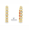 14Kt Yellow Gold Double Sided Diamond and Ruby Hoop Earrings