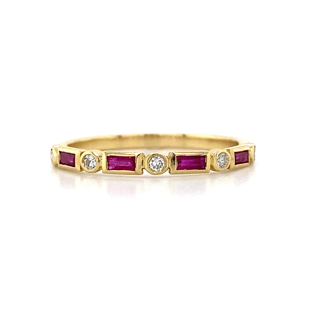 14kt Yellow Gold Ruby and Diamond Stackable Band