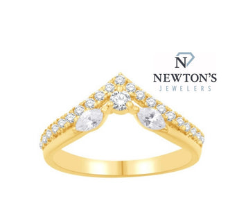 14kt Yellow Gold Diamond Chevron Ring