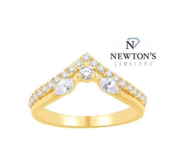 14kt Yellow Gold Diamond Chevron Ring