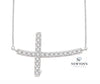 14kt White Gold Diamond Sideways Cross