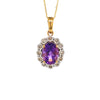 14kt Yellow Gold Amethyst and Diamond Pendant with Chain