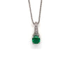 14kt White Gold Emerald and Diamond Pendant with Chain