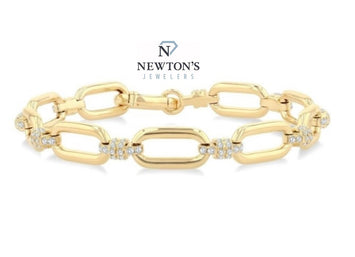 14kt Yellow Gold Diamond Open Link Bracelet