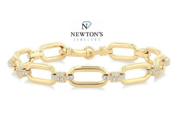 14kt Yellow Gold Diamond Open Link Bracelet