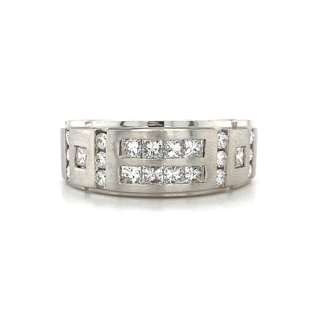 Estate 14kt White Gold Diamond Gents Ring