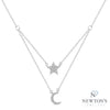 10kt White Gold Diamond Moon and Star Layering Necklace