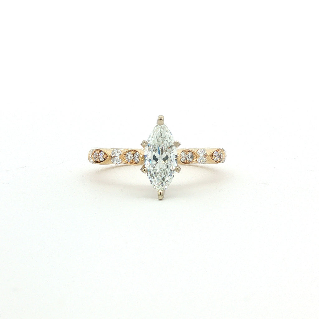 14kt Yellow Gold Marquise Diamond Engagement Ring