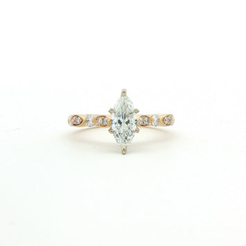 14kt Yellow Gold Marquise Diamond Engagement Ring