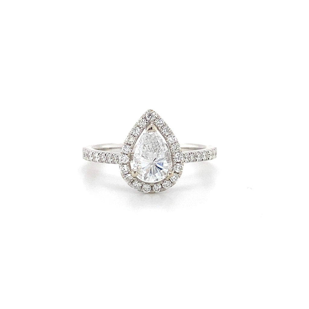 14kt White Gold Pear Shape Diamond Engagement Ring