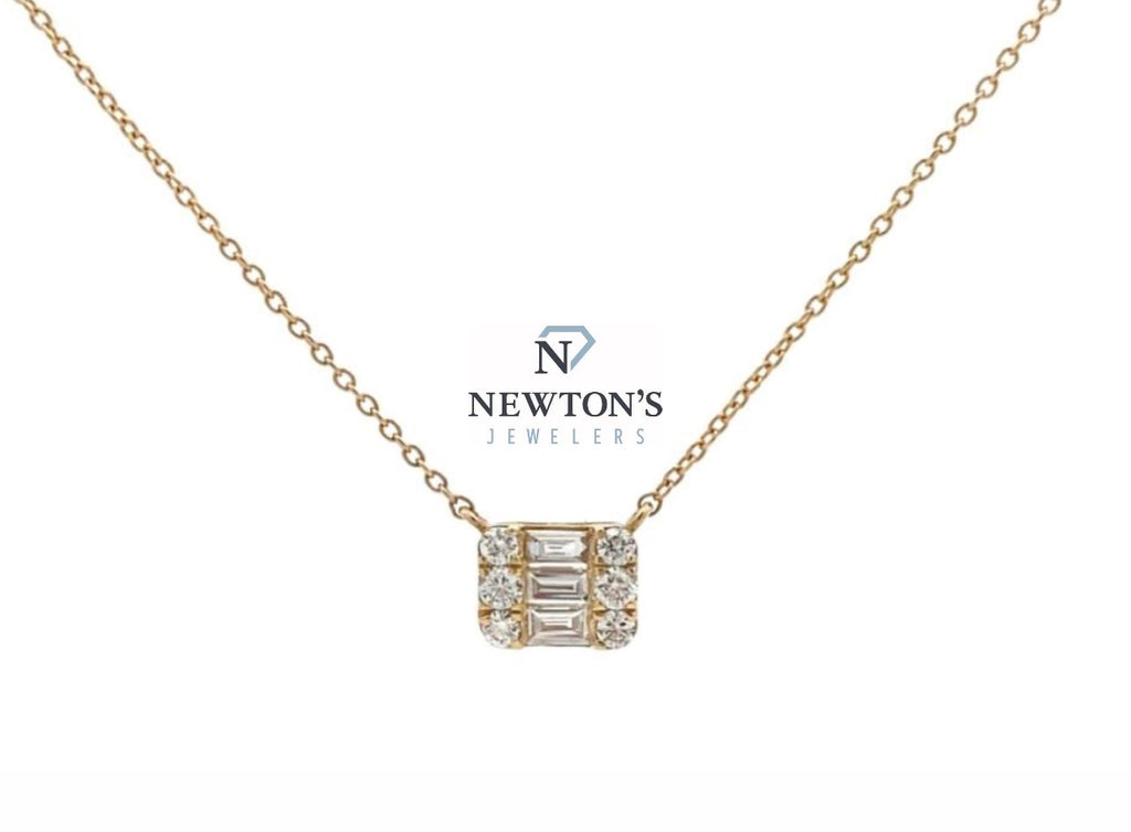 14kt Yellow Gold Diamond Baguette and Round Pendant