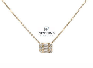 14kt Yellow Gold Diamond Baguette and Round Pendant