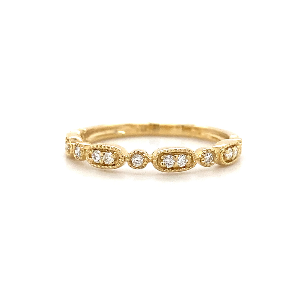 14kt Yellow Gold Diamond Milgrain Stackable Band