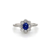 14kt White Gold "Flower" Sapphire and Diamond Fashion Ring