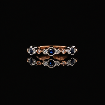 14kt Rose & White Gold Sapphire and Diamond Band