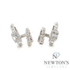 14kt White Gold Double Row Diamond Huggies