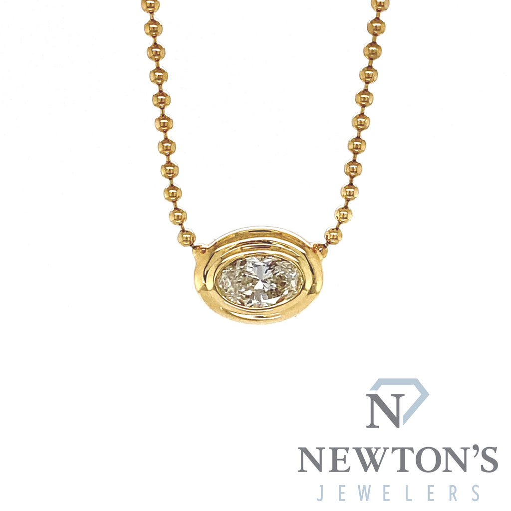 14kt Yellow Gold Bezel Set Oval Diamond Pendant