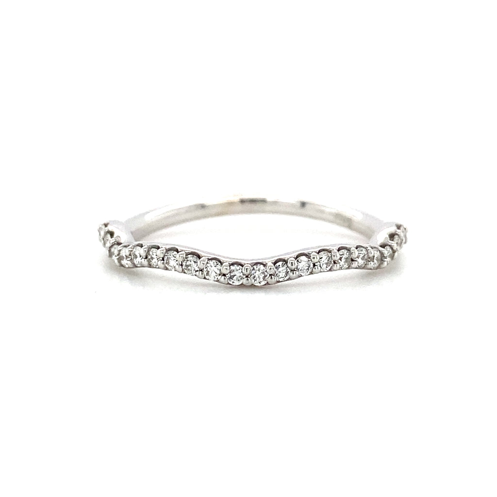 14kt White Gold Freeform Diamond Stackable Band