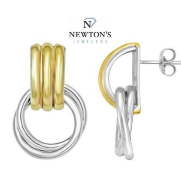 Sterling Silver & 18kt Yellow Gold Interlocking Drop Earrings