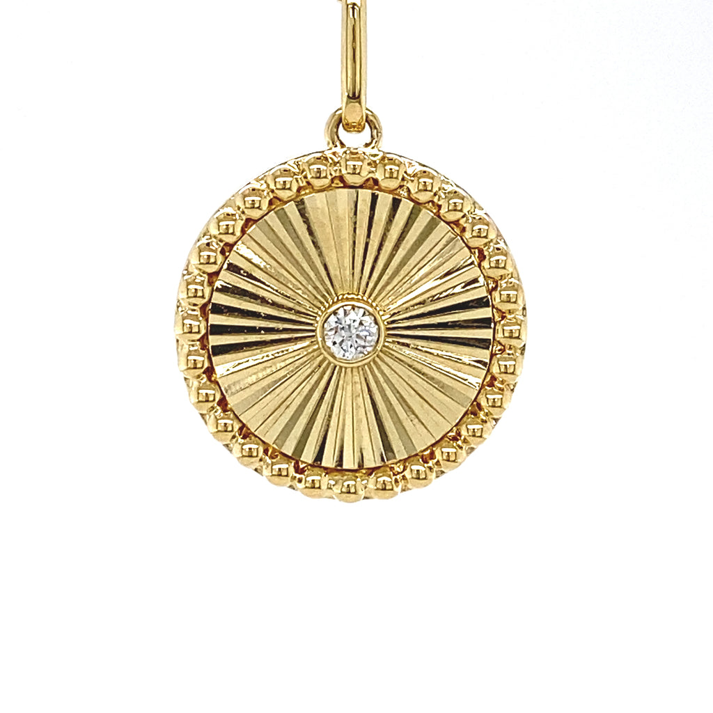 14kt Yellow Gold & Diamond Fluted Medallion (Pendant Only)