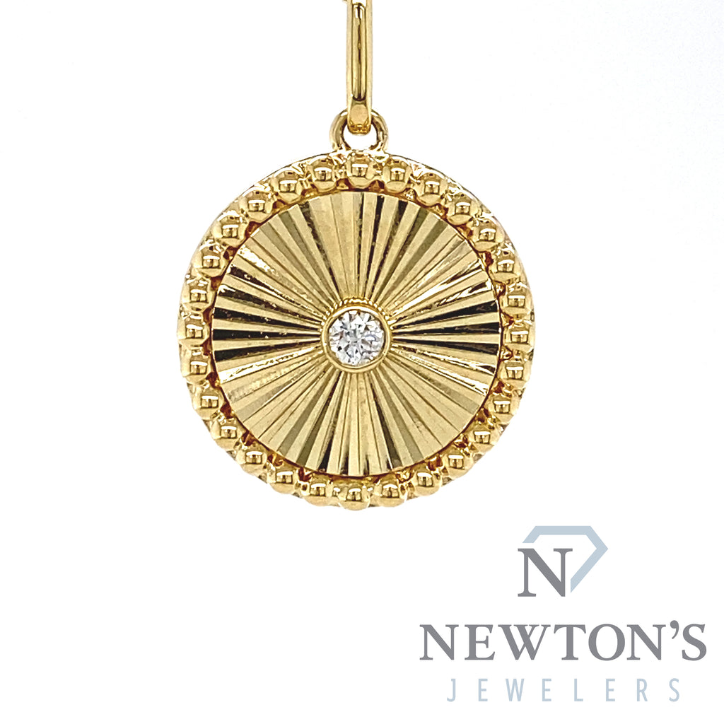 14kt Yellow Gold & Diamond Fluted Medallion (Pendant Only)