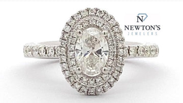 Platinum Oval Cut Diamond Halo Engagement Ring