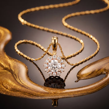 14kt Yellow Gold Diamond Halo Pendant